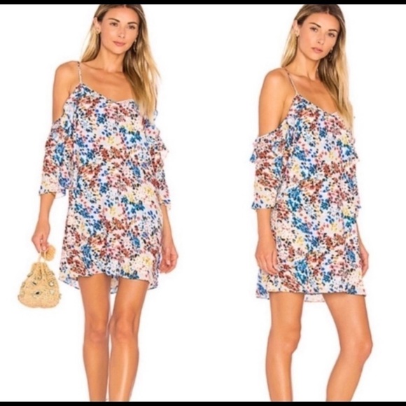 devlin Dresses & Skirts - Devlin floral print cold shoulder shift dress
